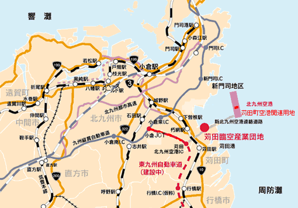 空港関連用地へのアクセス地図