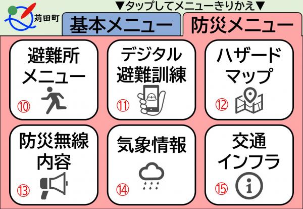 リッチメニュー防災メニュー