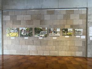 水彩画「石塚山古墳と歴史資料館」
