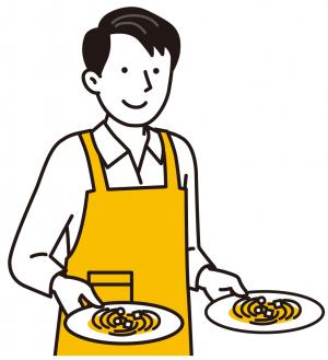 調理をする男性