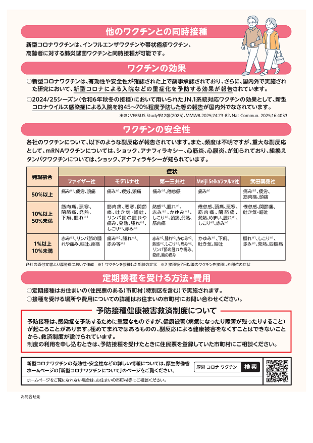 新型コロナワクチン案内リーフレット②