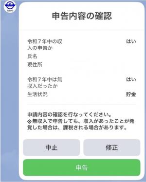 申告内容の確認